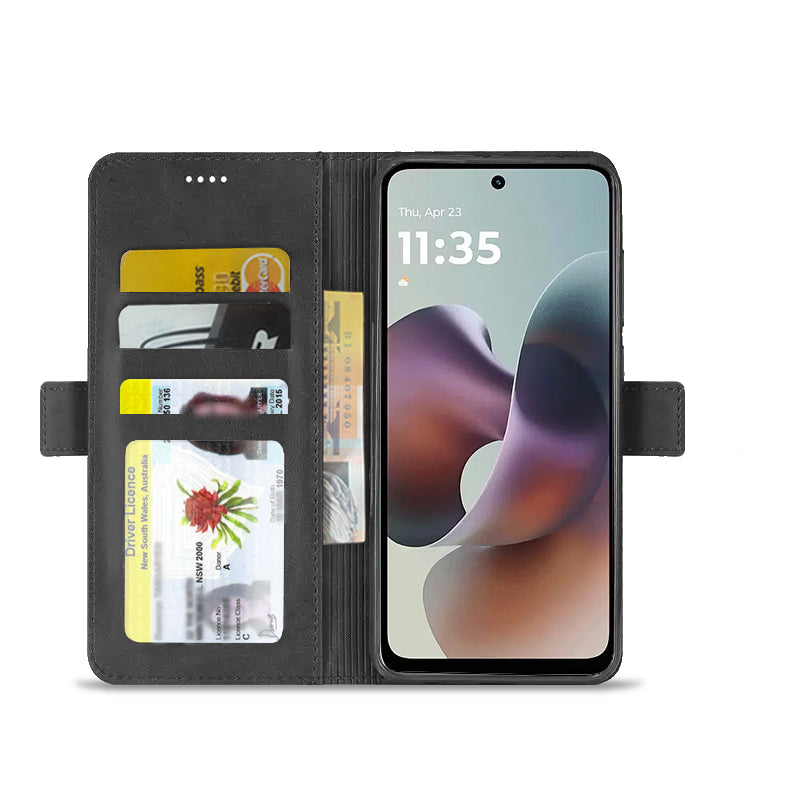 For Motorola Moto G56 5G SupRShield Case Leather Card Holder Wallet Flip Cover
