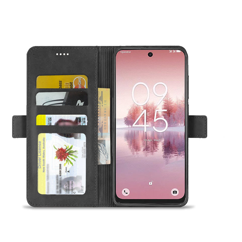 For TCL 605 SE NxtPaper 5G SupRShield Case Leather Card Holder Wallet Flip Cover