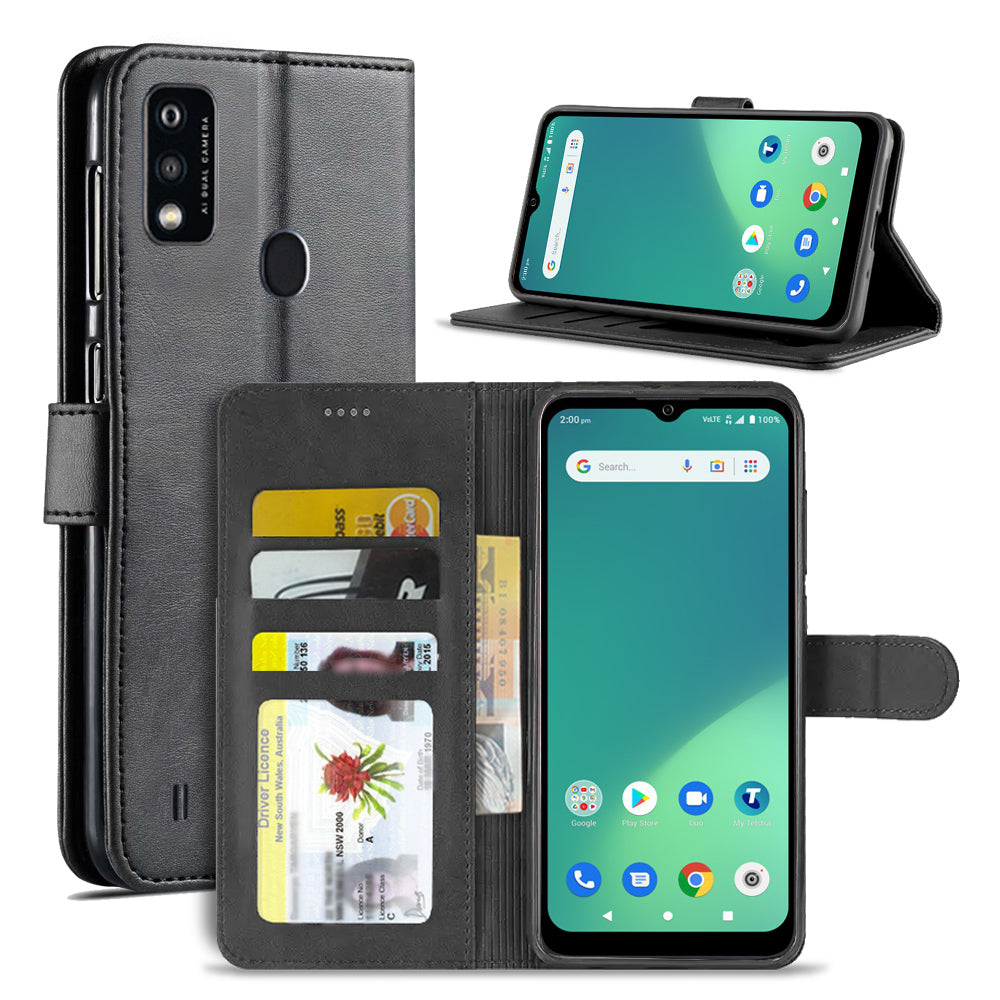 For TCL 605 SE NxtPaper 5G SupRShield Case Leather Card Holder Wallet Flip Cover