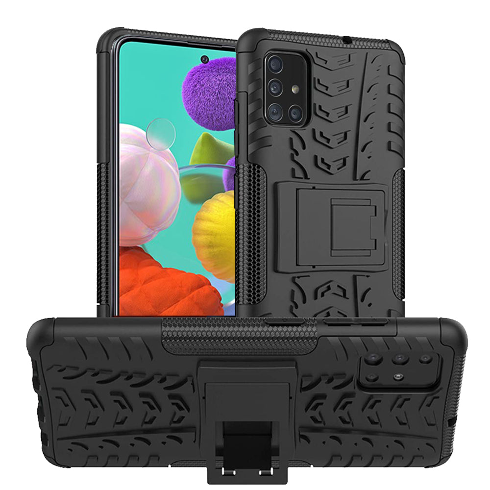 Samsung Galaxy A20/A30 Heavy Duty Tough Shockproof Rugged Kickstand Case Cover (Black)