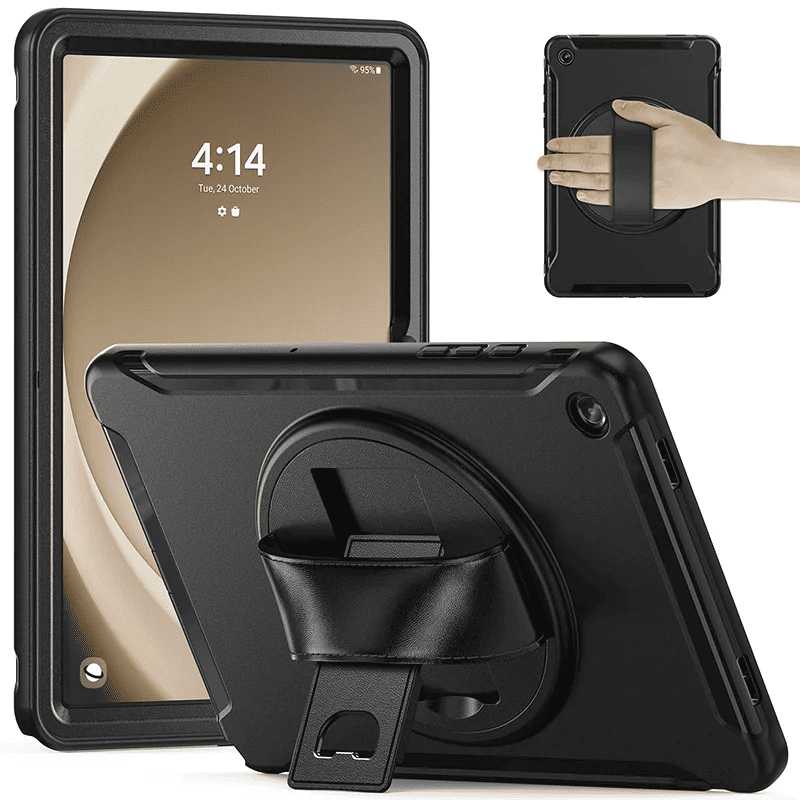 For Samsung Galaxy Tab A9+ /A9 Plus 11 inch SM-X210/X215/X216 360° Rotating Stand Hand Strap Shockproof Case Cover