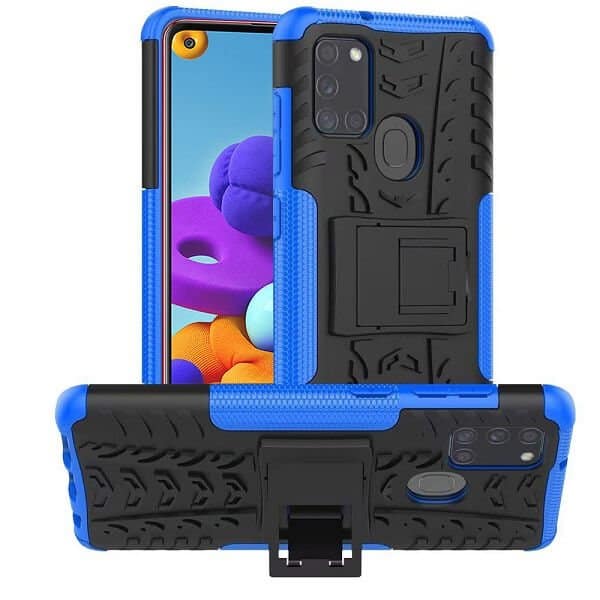Samsung Galaxy A21S Heavy Duty Tough Shockproof Touch Back Rugged Case Cover (Blue)