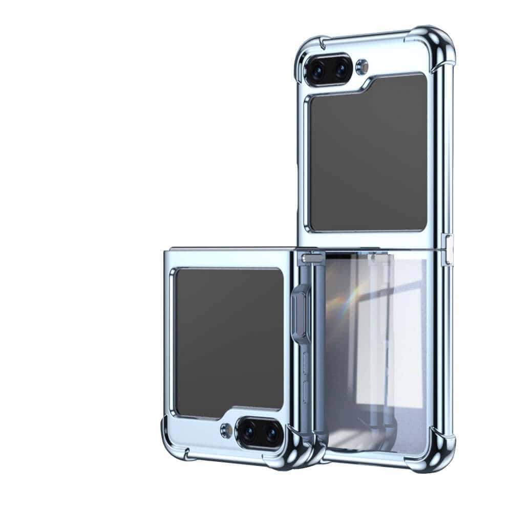 For Samsung Galaxy Z Flip 5 Case Electroplated Transparent Back Folding Shockproof Hard Gel Cover