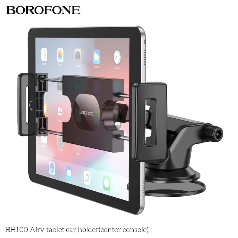 Borofone BH100 Airy Universal Tablet Mobile Phone Car Mount Holder For 4.7 to 12.9 inch For iPhone iPad Galaxy Tab Lenovo Tab (Black)