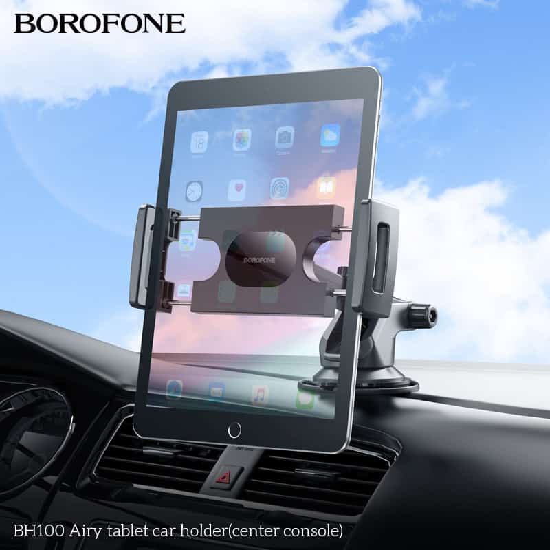 Borofone BH100 Airy Universal Tablet Mobile Phone Car Mount Holder For 4.7 to 12.9 inch For iPhone iPad Galaxy Tab Lenovo Tab (Black)
