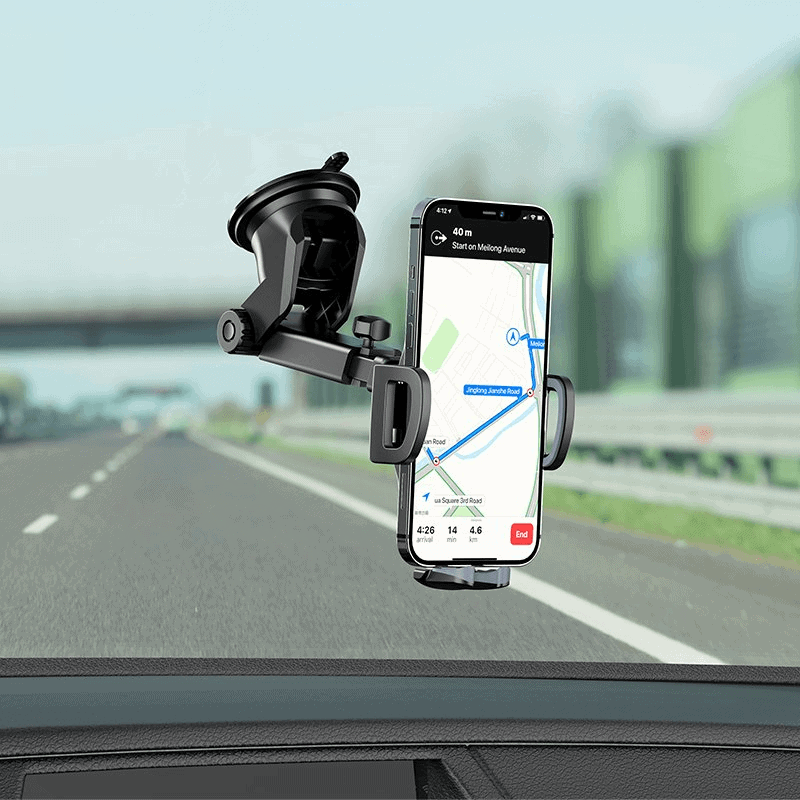 Borofone BH53 Windy Center Console Windshield Dashboard Car Mount Mobile Phone Holder for 4.5 to 6.9 inch Mobile ( Black)