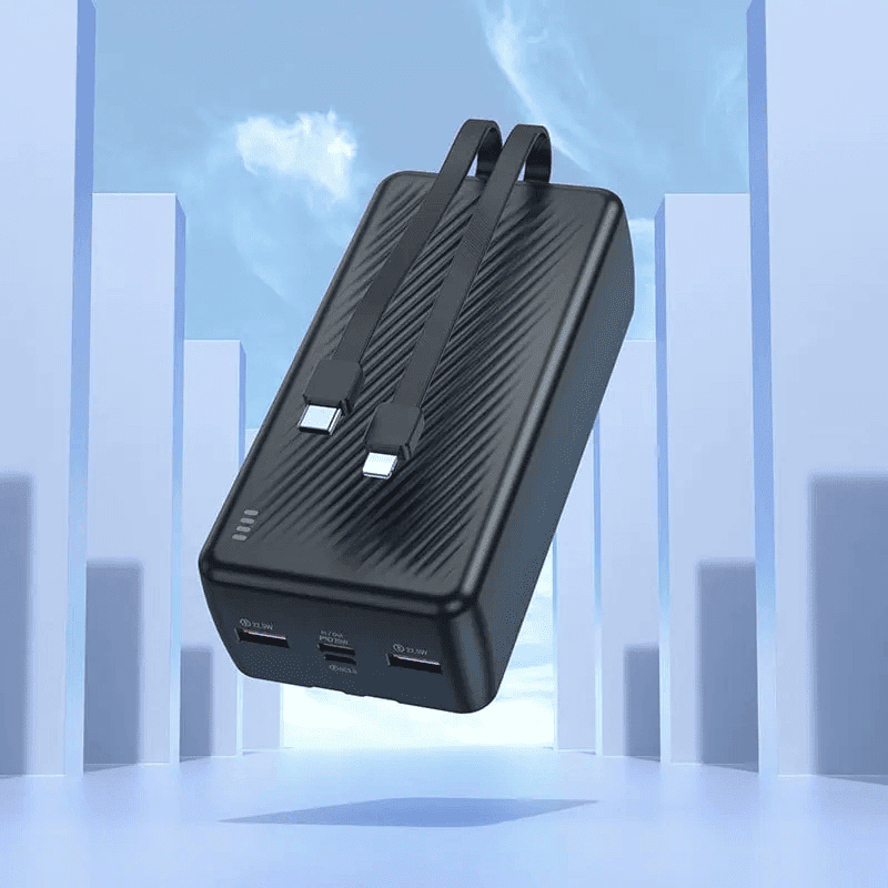Borofone BJ57B 30000mAh 22.5W+PD20W Fast Charging Charger Portable High Capacity Power Bank With Type C & Lightning Cable (Black)