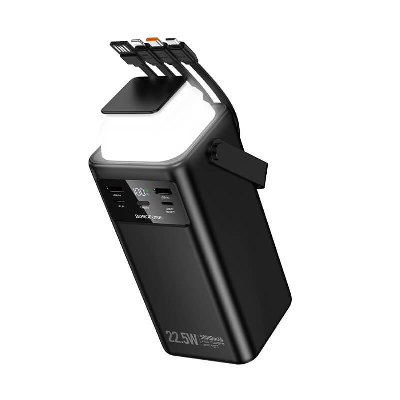 Borofone BJ65A 50,000mAh High Capacity 22.5W+PD20W 4 Cables Portable Power Bank (Black)