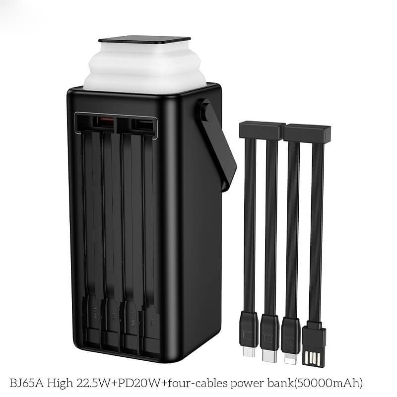 Borofone BJ65A 50,000mAh High Capacity 22.5W+PD20W 4 Cables Portable Power Bank (Black)