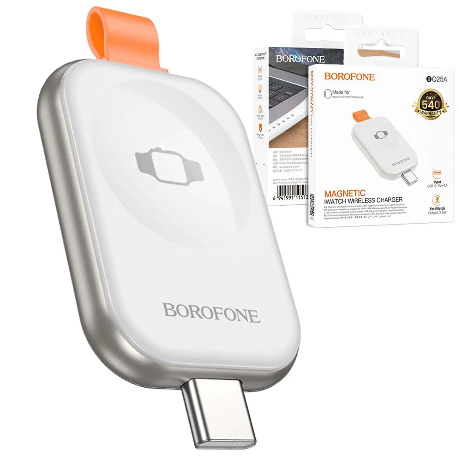Borofone BQ25A USB Type C Magnetic Wireless Charger for Apple Watch iWatch 1-9, SESE2, UltraUltra2