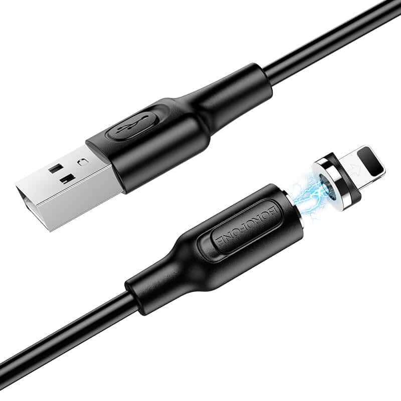 Borofone [BX41] 1M 2.4A USB A to Lightning Magnetic Charging Charger Cable Cord For iPhone - Black