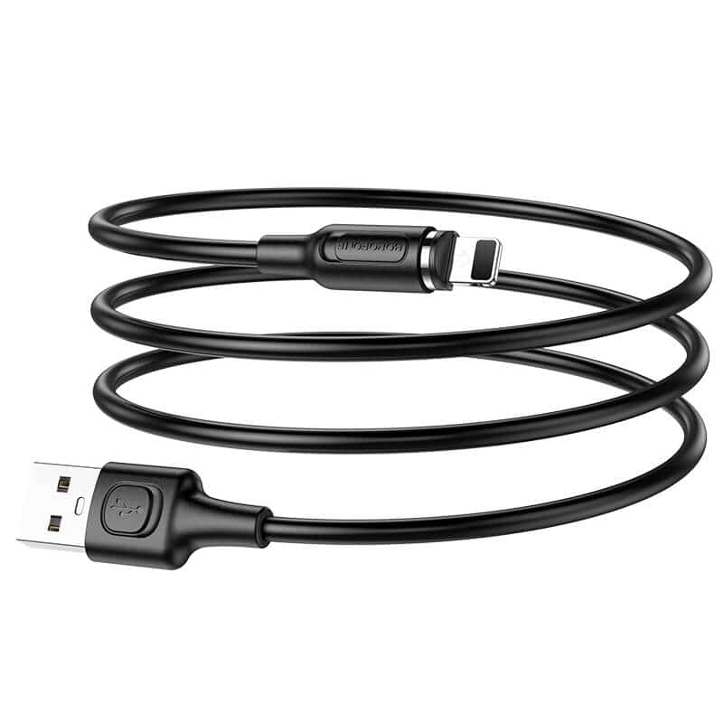 Borofone [BX41] 1M 2.4A USB A to Lightning Magnetic Charging Charger Cable Cord For iPhone - Black