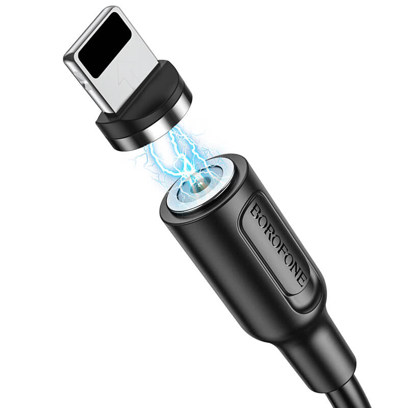 Borofone [BX41] 1M 2.4A USB A to Lightning Magnetic Charging Charger Cable Cord For iPhone - Black