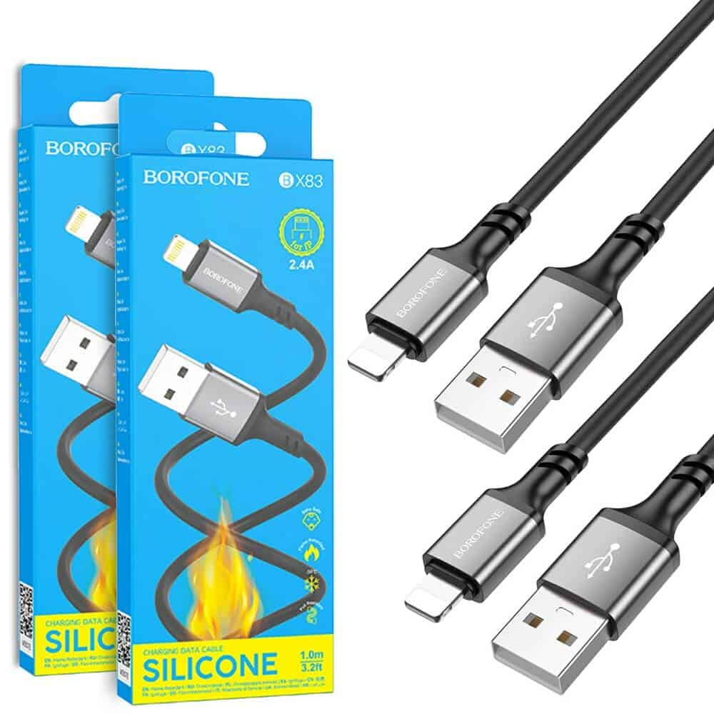 Borofone BX83 1M USB A to Lightning Silicone Fast Charging Charger Data Sync Cable Cord For iPhoneiPad