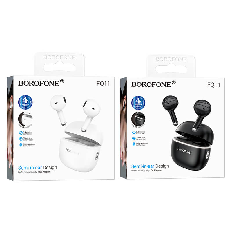 Borofone FQ11 TWS True Wireless BT 5.4 Bluetooth Sports Earbuds Headset For iPhone/Samsung/Moto/Nokia/Oppo
