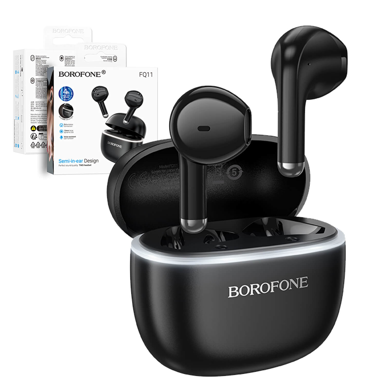 Borofone FQ11 TWS True Wireless BT 5.4 Bluetooth Sports Earbuds Headset For iPhone/Samsung/Moto/Nokia/Oppo