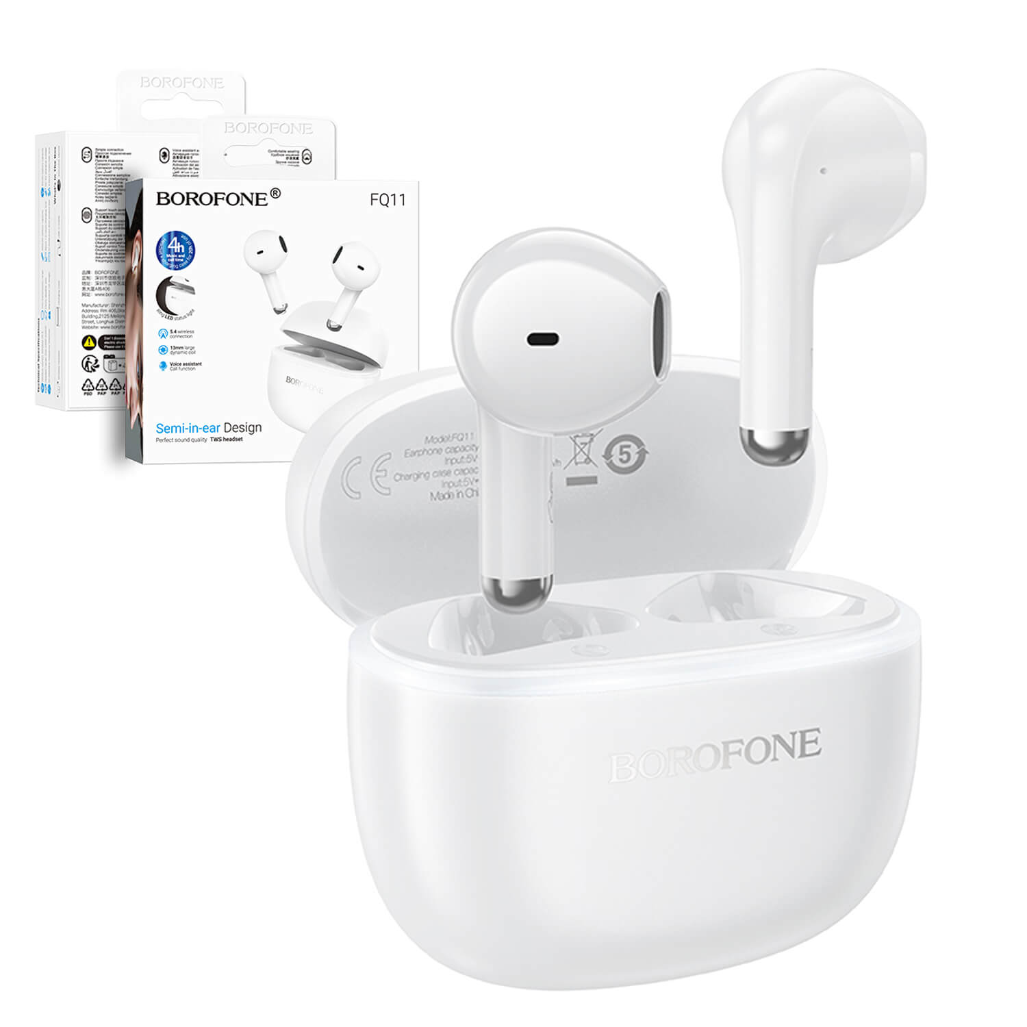 Borofone FQ11 TWS True Wireless BT 5.4 Bluetooth Sports Earbuds Headset For iPhone/Samsung/Moto/Nokia/Oppo