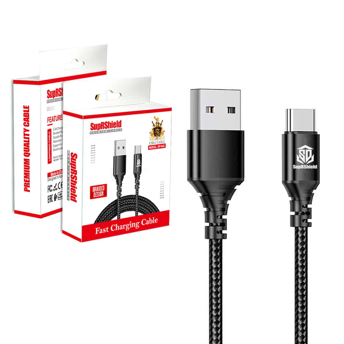 [2 Pack] SupRShield (SP54C) 1M 2.4A USB Type C Cable Fast Charging Cha ...