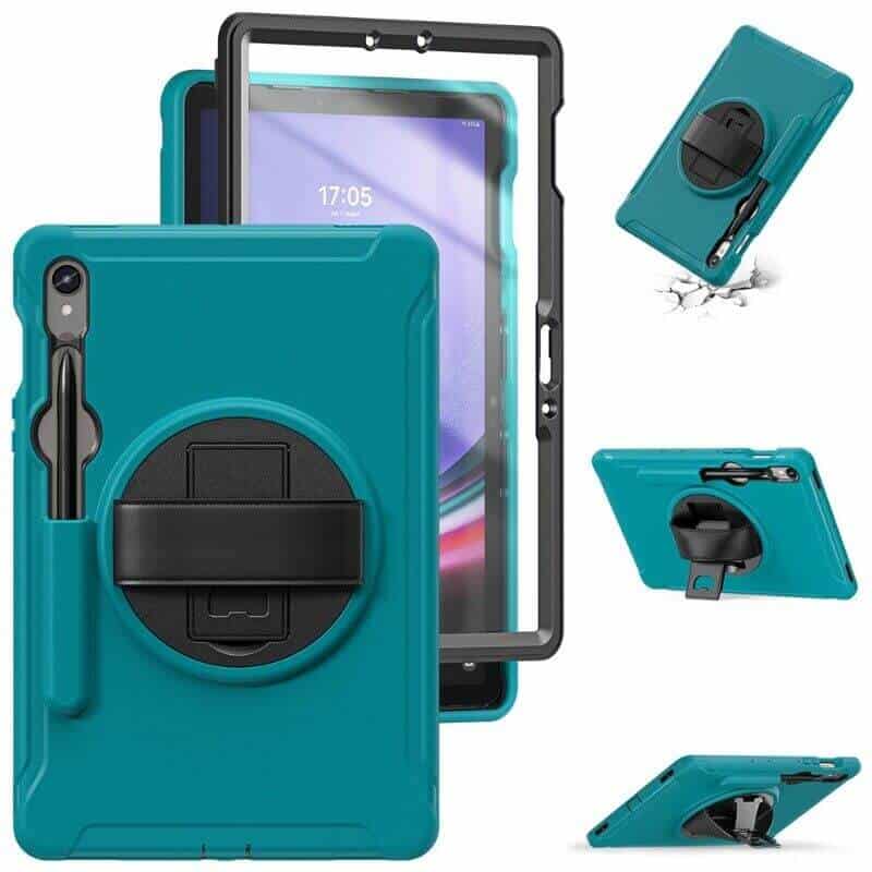 Samsung Galaxy TAB S9+ /S9 FE+ /S8+ /S7 FE /S7+ Plus Hand Strap Case, With S-Pen Holder Rotating Kickstand Case Shockproof  Cover