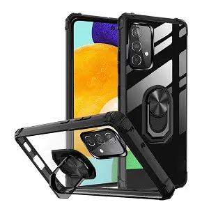 Samsung Galaxy A52 Anti Scratch Rugged Magnetic Car Mount Ring Shockproof Heavy Duty Cover (Clear)