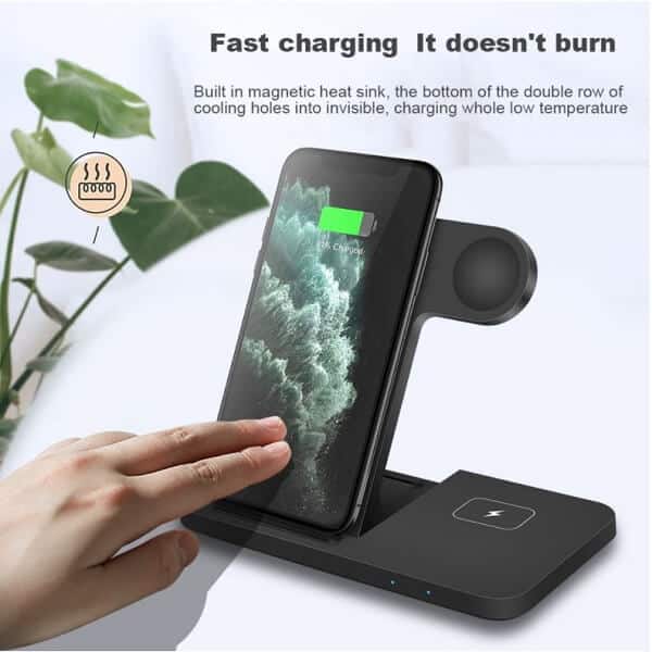 15W Qi 3 in 1 Fast Charging Wireless Charging Stand Dock Station For AirPods Pro Apple Watch SE 6 5 4 3 2 iPhone 12 11 Pro Max Xs X Xr 8 Plus