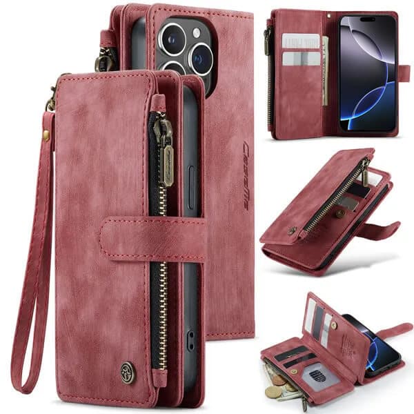 CaseMe C30 For Apple iPhone 1616 Pro16 Pro Max Plus Vintage Leather Folio Zipper Wallet Case with Magnetic Closure and 7 Card Slots (2)