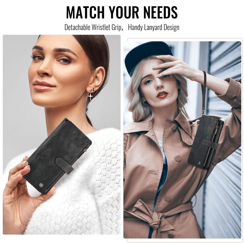 CaseMe C30 For Samsung Galaxy S25 Edge 5G Vintage Leather Folio Zipper Wallet Case with Magnetic Closure and 7 Card Slots