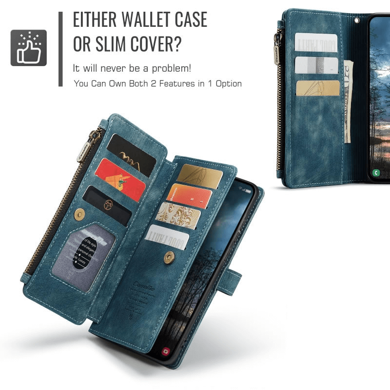 CaseMe C30 For Samsung Galaxy S25 Edge 5G Vintage Leather Folio Zipper Wallet Case with Magnetic Closure and 7 Card Slots