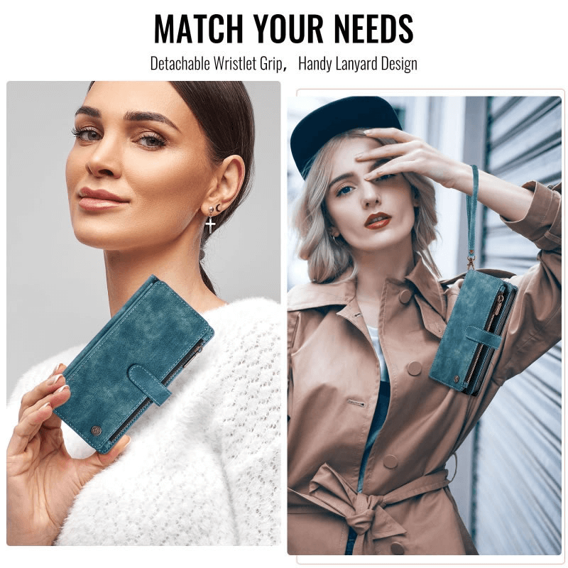 CaseMe C30 For Samsung Galaxy S25 Edge 5G Vintage Leather Folio Zipper Wallet Case with Magnetic Closure and 7 Card Slots