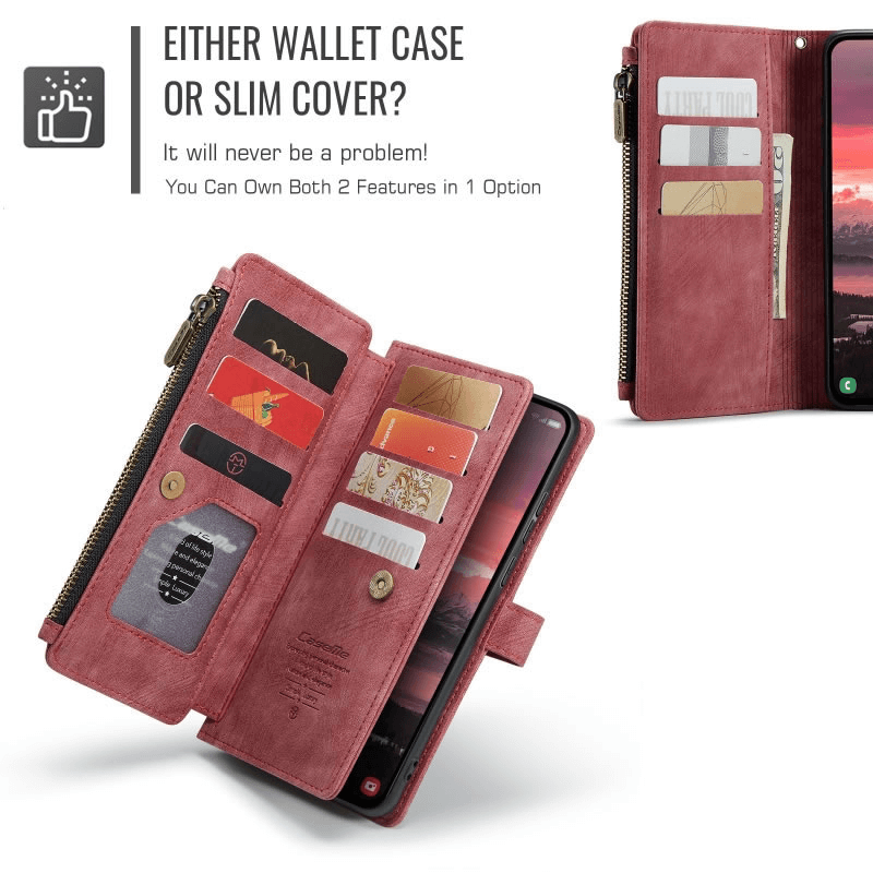 CaseMe C30 For Samsung Galaxy S25 Edge 5G Vintage Leather Folio Zipper Wallet Case with Magnetic Closure and 7 Card Slots