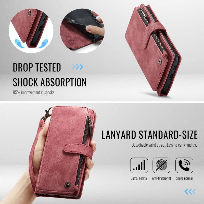 CaseMe C30 For Samsung Galaxy S25 Edge 5G Vintage Leather Folio Zipper Wallet Case with Magnetic Closure and 7 Card Slots