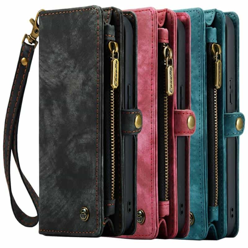 CaseMe For Samsung Galaxy A15 5G Magnetic Detachable Leather Zipper Wallet Case with Wrist Strap Covwer Image