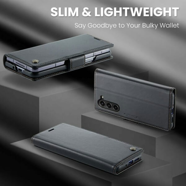 CaseMe Samsung Galaxy Z Fold5 Retro PU Leather Wallet Case with RFID Blocking Card Holder and Magnetic Closure Cover
