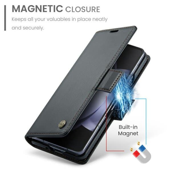 CaseMe Samsung Galaxy Z Fold5 Retro PU Leather Wallet Case with RFID Blocking Card Holder and Magnetic Closure Cover