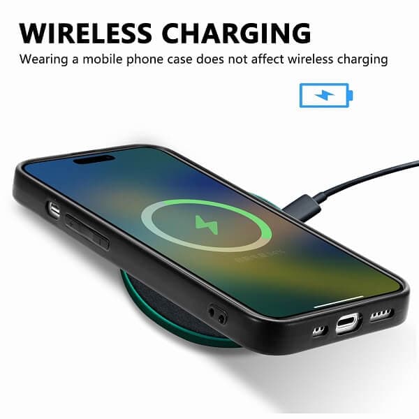 CaseNeo For Apple iPhone 15 Pro Leather Cover Magsafe Magnetic Back Case Support Wireless Charging (Colored Squares)