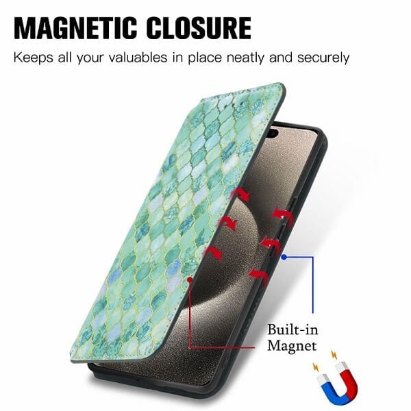 CaseNeo For Apple iPhone 15 Pro Leather Wallet Flip Case With RFID Blocking Credit Card Holder Slots Cover