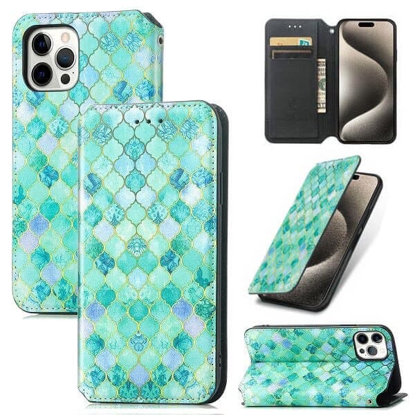 CaseNeo For Apple iPhone 15 Pro Max Leather Wallet Flip Case With RFID Blocking Credit Card Holder Slots Cover