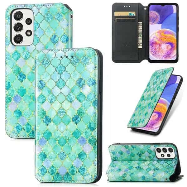CaseNeo For Samsung Galaxy A23 4G A23 5G Leather Wallet Flip Case With RFID Blocking Credit Card Holder Slots Cover - Emerald