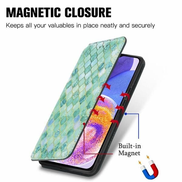 CaseNeo For Samsung Galaxy A23 4G Leather Wallet Flip Case With RFID Blocking Credit Card Holder Slots Cover - Emerald