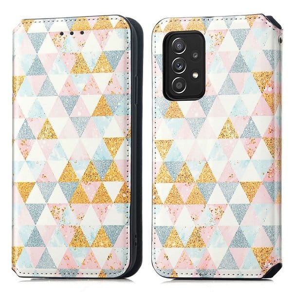 CaseNeo For Samsung Galaxy A53 5G Leather Wallet Flip Case With RFID Blocking Credit Card Holder Slots Cover - Nordic Rhombus
