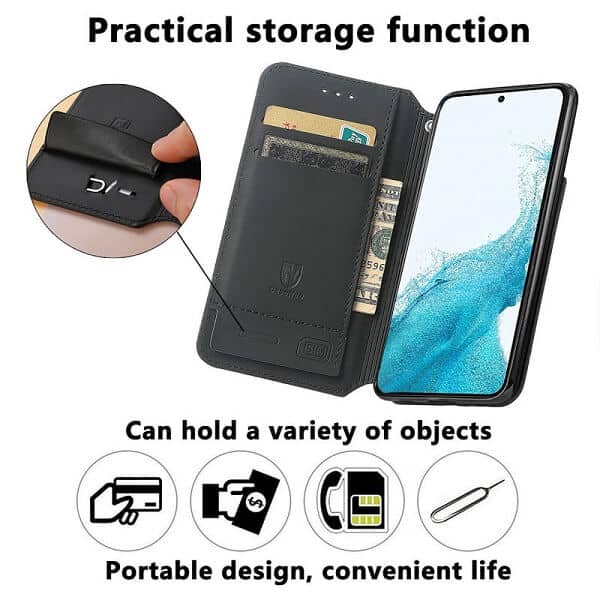 CaseNeo For Samsung Galaxy S22 5G Leather Wallet Flip Case With RFID Blocking Credit Card Holder Slots Cover - Colored Squares