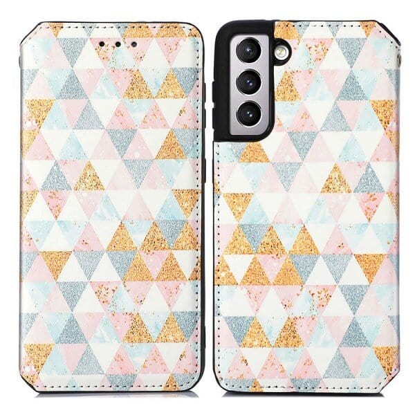 CaseNeo For Samsung Galaxy S22 Plus 5G Leather Wallet Flip Case With RFID Blocking Credit Card Holder Slots Cover - Nordic Rhombus
