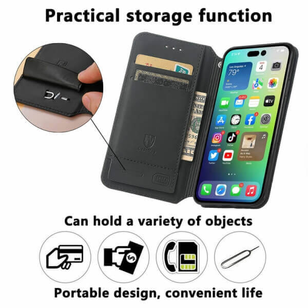 CaseNeo For Apple iPhone 15, 15 Plus,15 Pro, 15 Pro Max Leather Wallet Flip Case With RFID Blocking Credit Card Holder Slots Cover