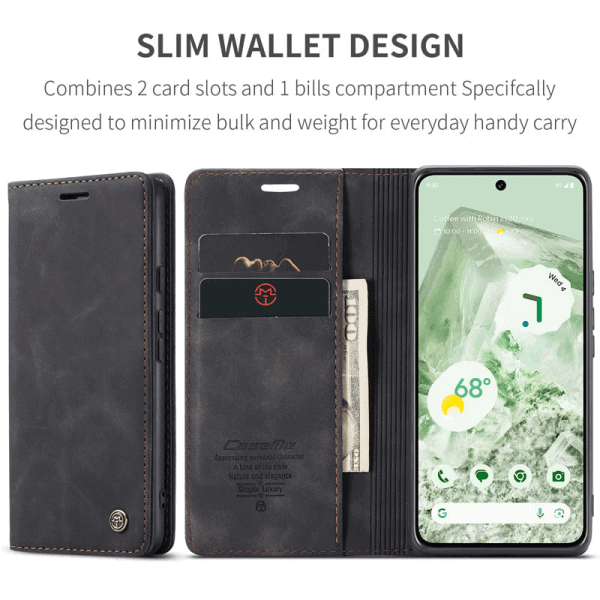 Caseme For Google Pixel 8A Case RFID Blocking Retro Flip Premium Leather Card Holder Wallet Cover