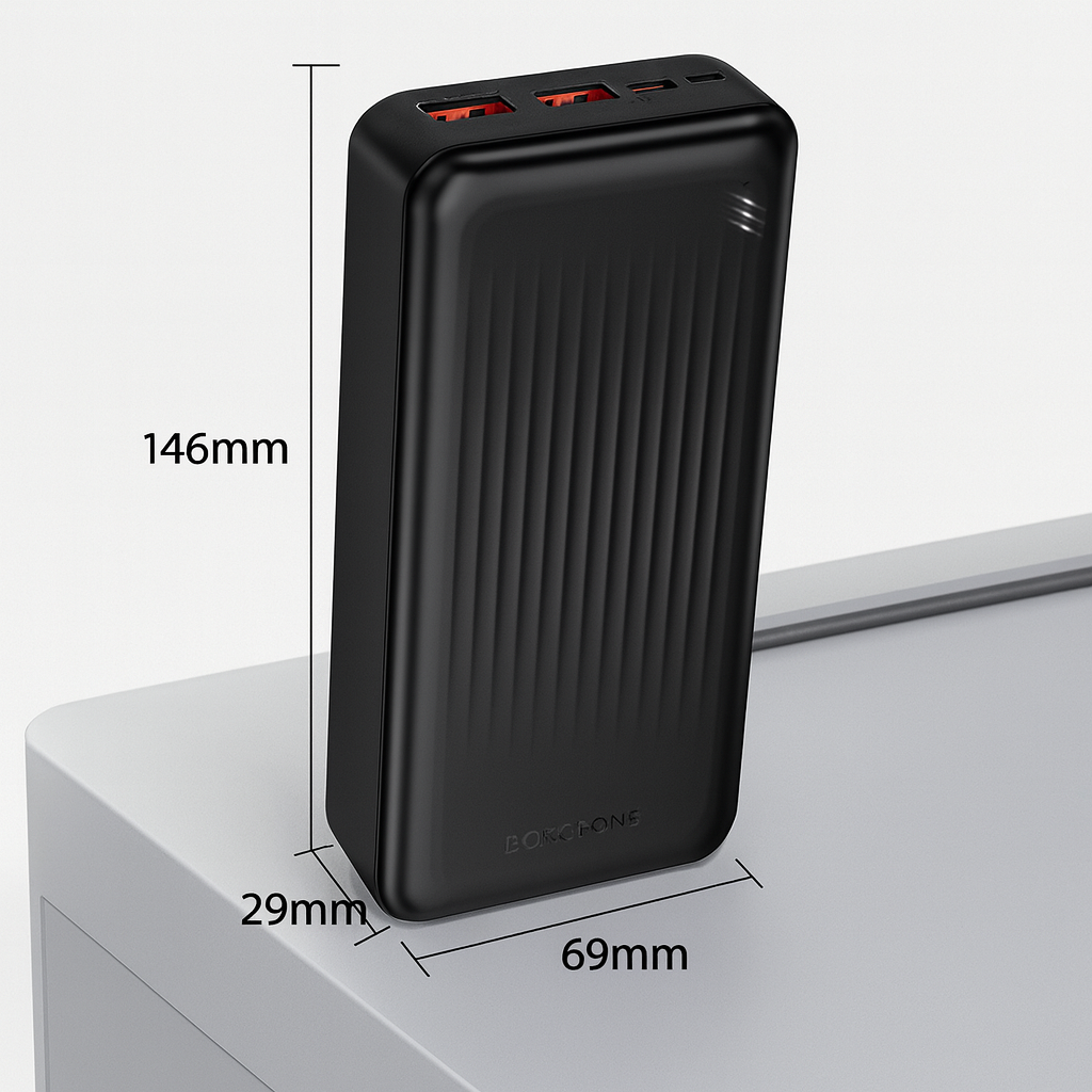 Borofone BJ80A 20000mAh 22.5W+PD20W 4 Ports USB A/USB C Portable Power Bank With LED Indicator