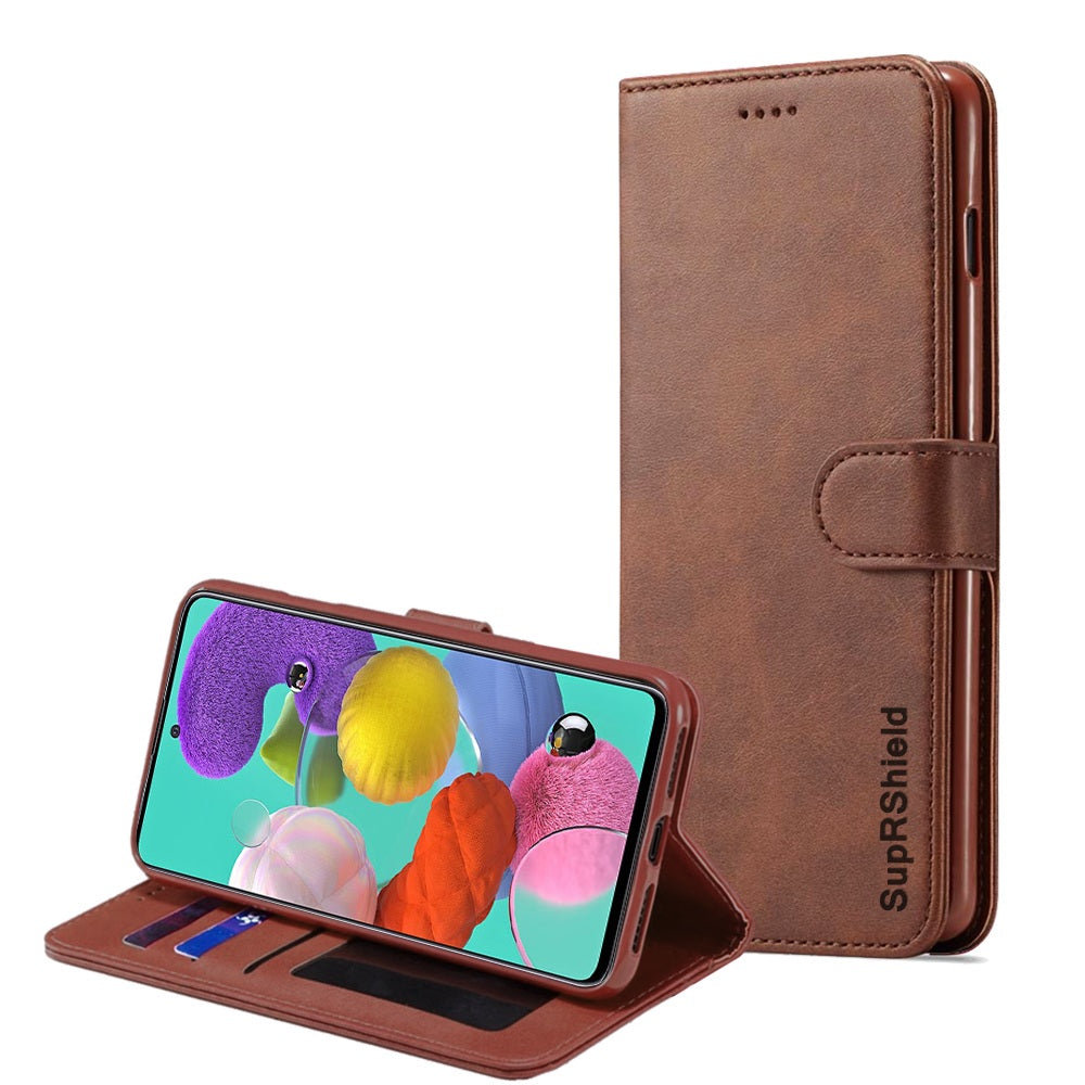 For Samsung Galaxy A51 Genuine SupRShield Wallet Leather Flip Stand Magnetic Case Cover