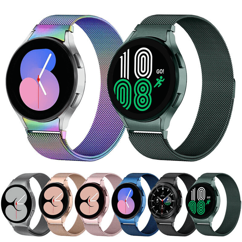 For Samsung Galaxy Watch 7 FE 6 5 4 3 Pro Gear S2 Stainless Steel Adjustable Milanese Magnetic Wristband Strap Loop