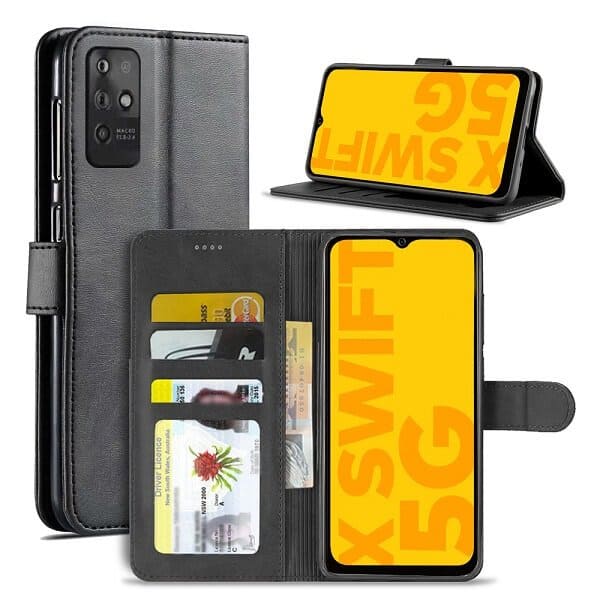 Optus X Swift 5G Black Wallet Flip Shockproof Case Cover for Sale