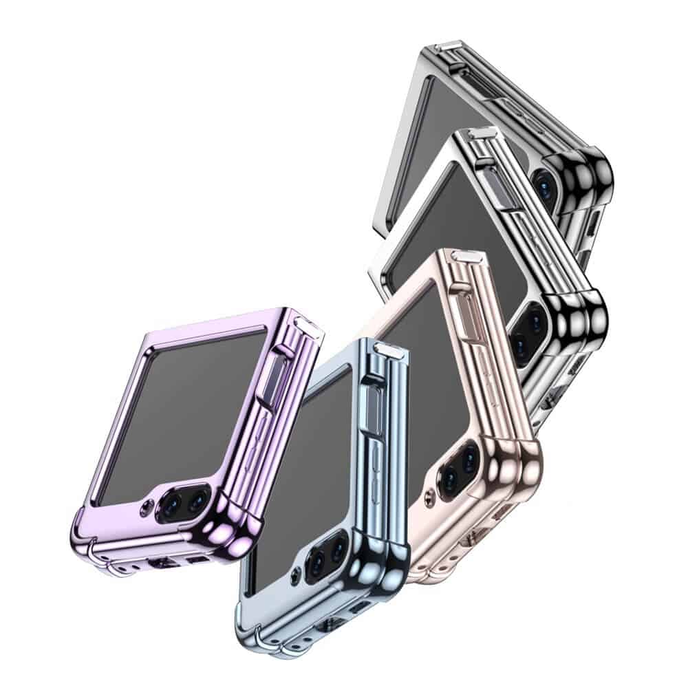 For Samsung Galaxy Z Flip 5 Case Electroplated Transparent Back Folding Shockproof Hard Gel Cover