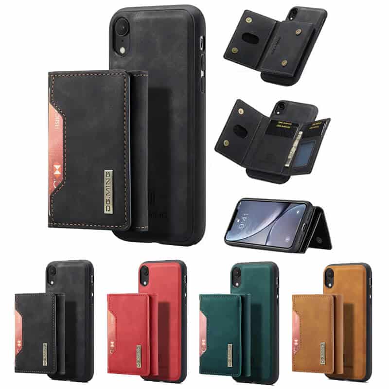 DG.MING For Apple iPhone X XS XR Premium Trifold Wallet Leather Case With 2-in-1 Magnetic Detachable Card Holder Pocket Cover